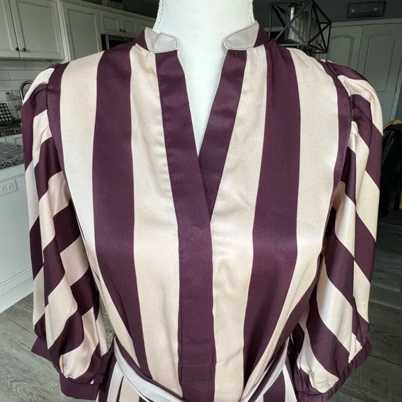Ann Taylor Striped Balloon Sleeve Midi Dress | Size Small - Picture 6 of 13